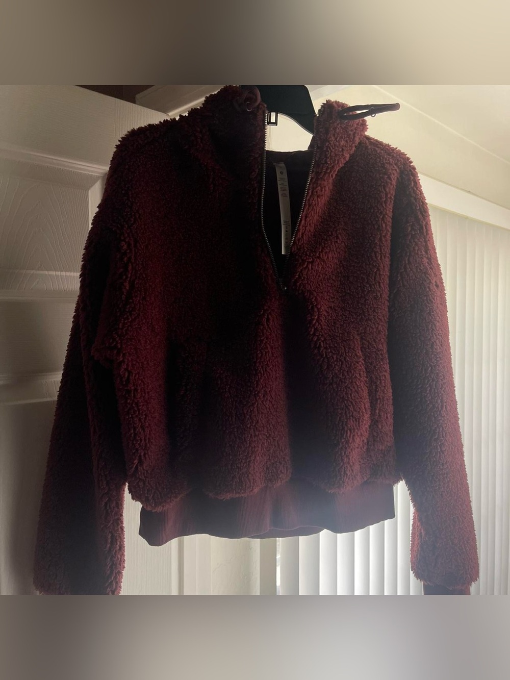 Lululemon burgundy fleece half zip hoodie